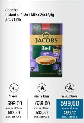 Jacobs Instant kafa 3u1 Milka 24x12,4g