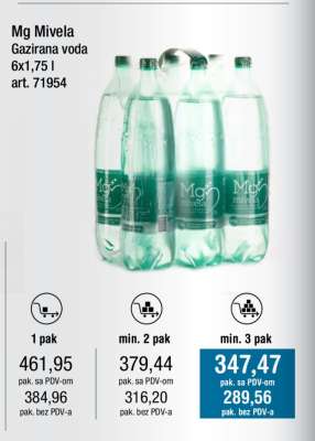 Mg Mivela Gazirana voda, 6x1,75 l