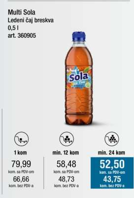 Multi Sola Ledeni čaj breskva 0,5 l
