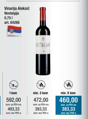 Vinarija Aleksić Nostalgija 0,75 l