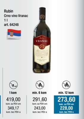 Rubin Crno vino Vranac 1 l