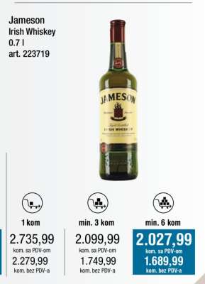 Jameson Irish Whiskey 0.7 l