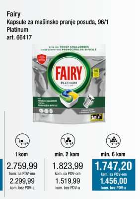 Fairy Kapsule za mašinsko pranje posuda, 96/1 Platinum