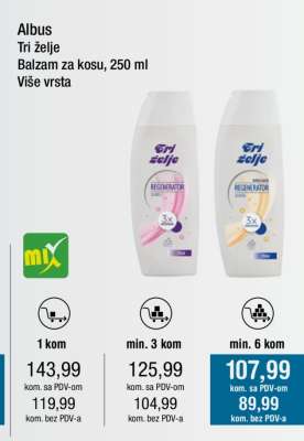 Albus Tri želje Balzam za kosu, 250 ml