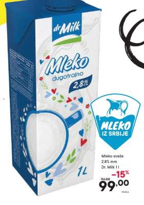 Mleko sveže 2.8% mm Dr. Milk 1l