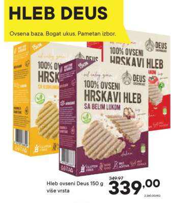 Hleb ovseni Deus 150 g više vrsta