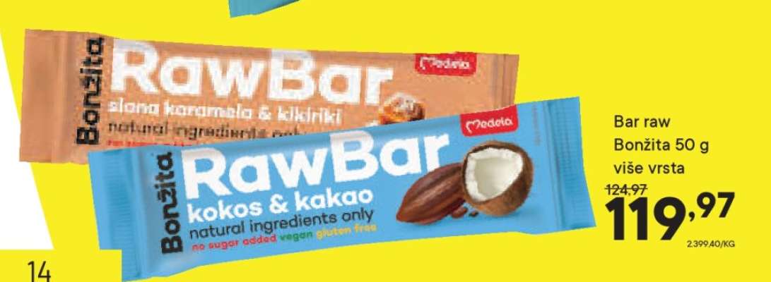 Bar raw Bonžita 50 g više vrsta