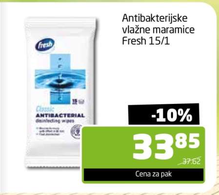 Antibakterijske vlažne maramice Fresh 15/1