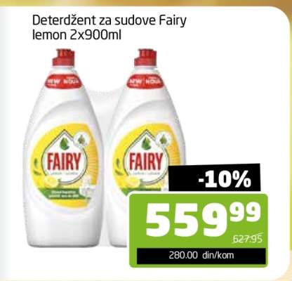 Deterdžent za sudove Fairy lemon 2x900ml