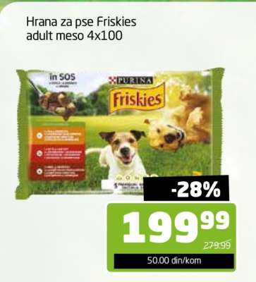 Hrana za pse Friskies adult meso 4x100