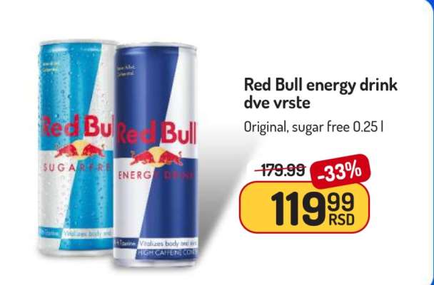 Red Bull energy drink dve vrste