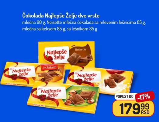 Čokolada Najlepše želje dve vrste