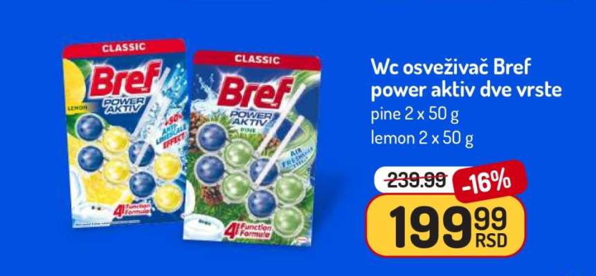 Wc osveživač Bref power aktiv dve vrste