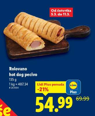 Rolovano hot dog pecivo
