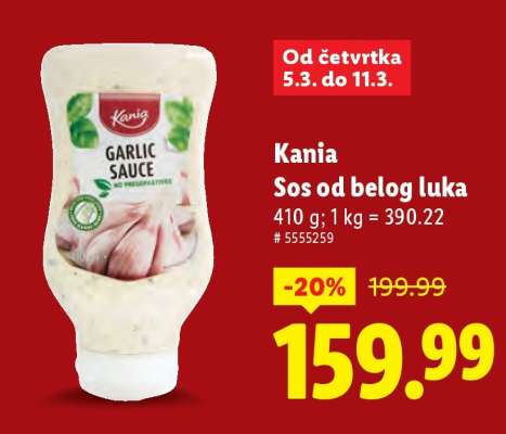 Kania Sos od belog luka