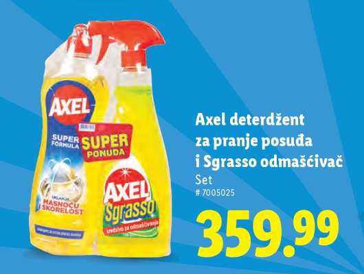 Axel deterdžent za pranje posuđa i Sgrasso odmašćivač