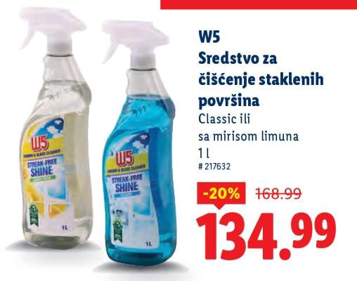 W5 Sredstvo za čišćenje staklenih površina