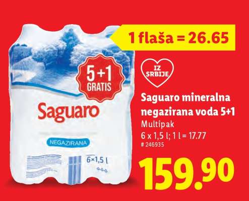 Saguaro mineralna negazirana voda 5+1