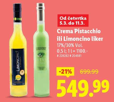 Crema Pistacchio ili Limoncino liker
