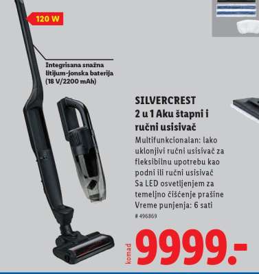 SILVERCREST 2 u 1 Aku štapni i ručni usisivač