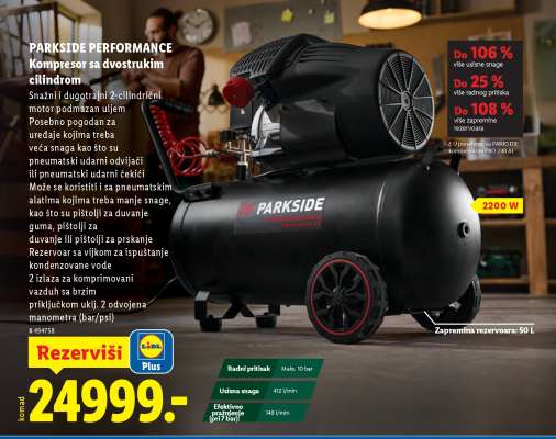 PARKSIDE PERFORMANCE Kompresor sa dvostrukim cilindrom