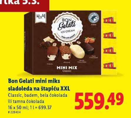 Bon Gelati mini miks sladoleda na štapiću XXL