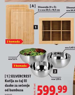 SILVERCREST Kutija za čaj ili daske za sečenje od bambusa