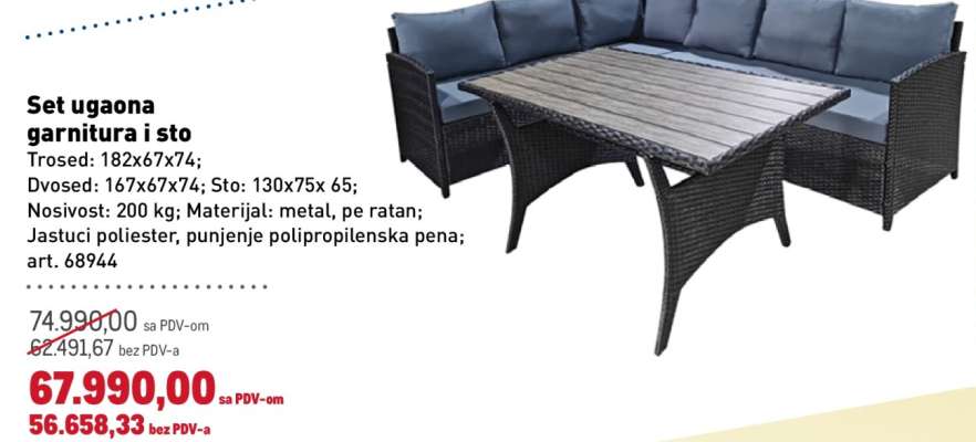 Set ugaona garnitura i sto