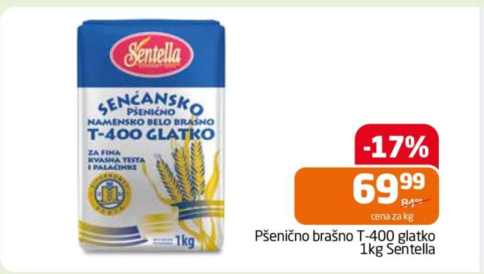 Pšenično brašno T-400 glatko 1kg Sentella