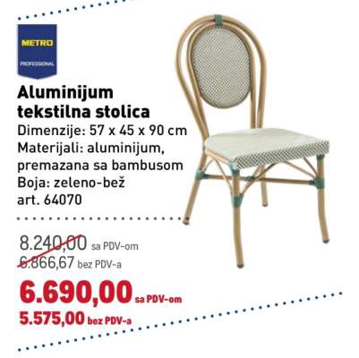 Aluminijum tekstilna stolica