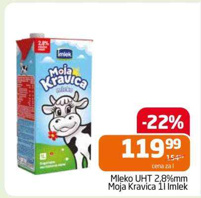Mleko UHT 2,8%mm Moja Kravica 1l Imlek