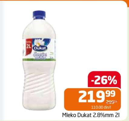 Mleko Dukat 2.8%mm 2l