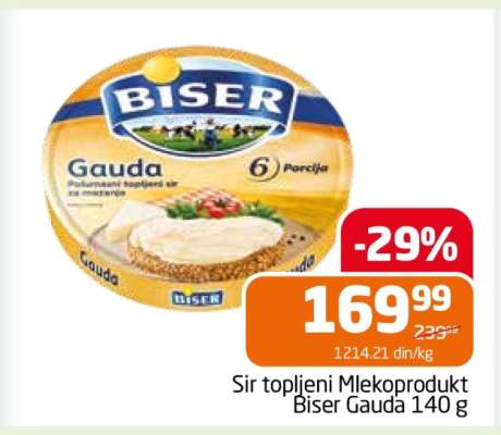 Sir topljeni Mlekoprodukt Biser Gauda 140 g