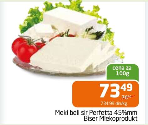 Meki beli sir Perfetta 45%mm Biser Mlekoprodukt