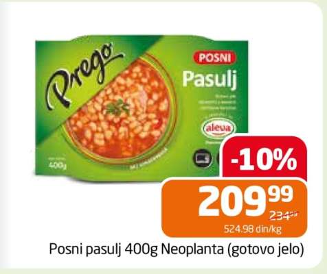Posni pasulj 400g Neoplanta (gotovo jelo)