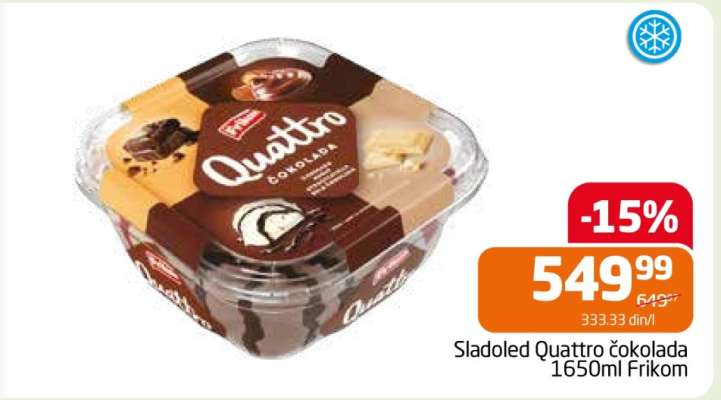 Sladoled Quattro čokolada 1650ml Frikom