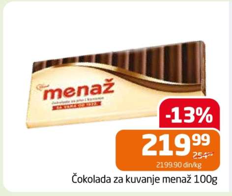 Čokolada za kuvanje Menaž, 100g