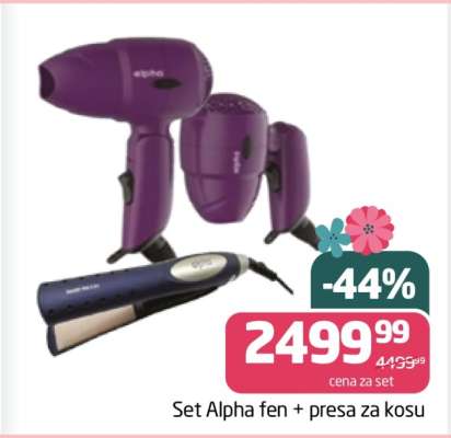 Set Alpha fen + presa za kosu