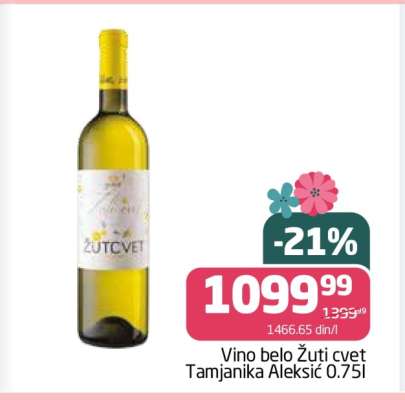 Vino belo Žuti Cvet tamjanika Aleksić 0,75l
