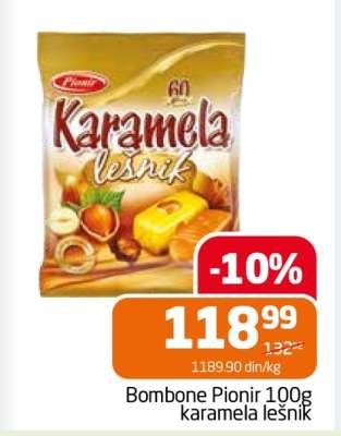 Bombone Pionir 100g karamela lešnik