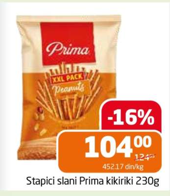 Stapici slani Prima kikiriki 230g