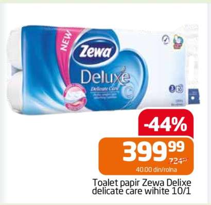 Toalet papir Zewa Deluxe delicate care white 10/1