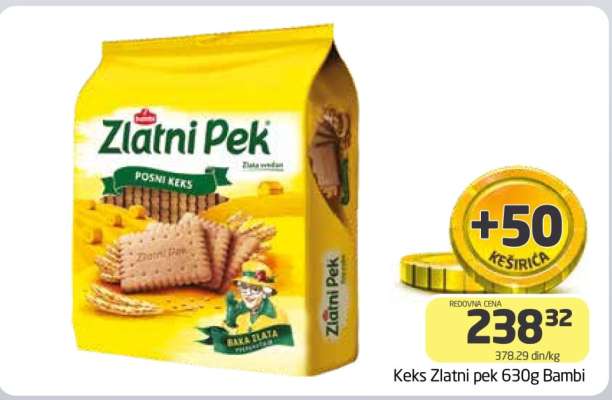 Keks Zlatni pek 630g Bambi