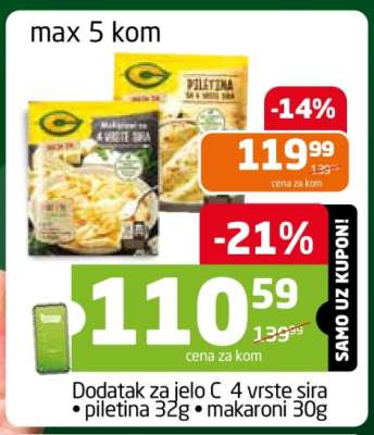 Dodatak za jelo C 4 vrste sira