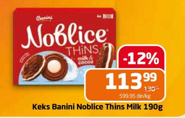 Keks Banini Noblice Thins Milk 190g
