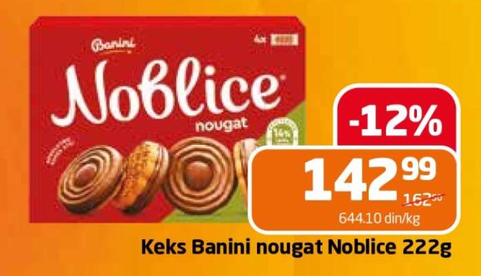 Keks Banini nougat Noblice 222g