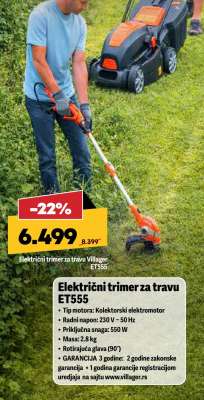 Električni trimer za travu Villager ET555