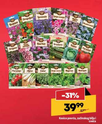 Kesice povrća, začinskog bilja i cveća