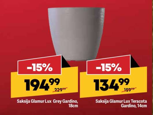 Saksija Glamur Lux Grey Gardino, 18cm