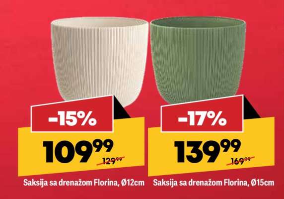 Saksija sa drenažom Florina, Ø15cm